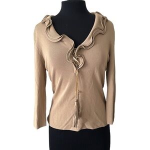 Cyrus Tan Blouse with Elegant Ruffle Design